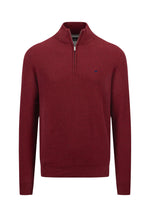 Load image into Gallery viewer, Fynch Hatton Textured Cotton Half Zip Sweater Ruby Red
