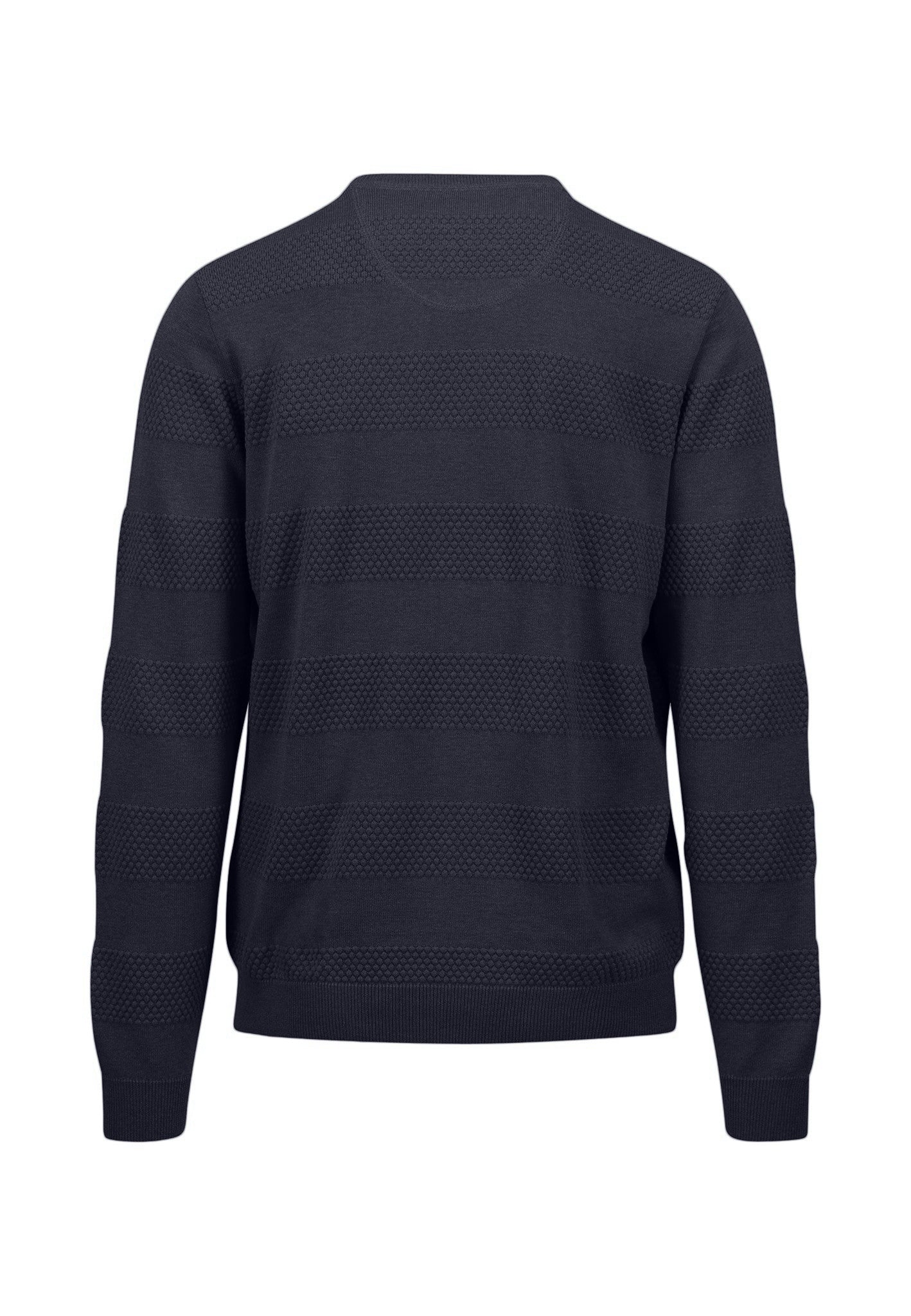 Fynch Hatton Textured Cotton Crew Neck Sweater Navy