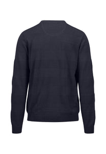 Fynch Hatton Textured Cotton Crew Neck Sweater Navy