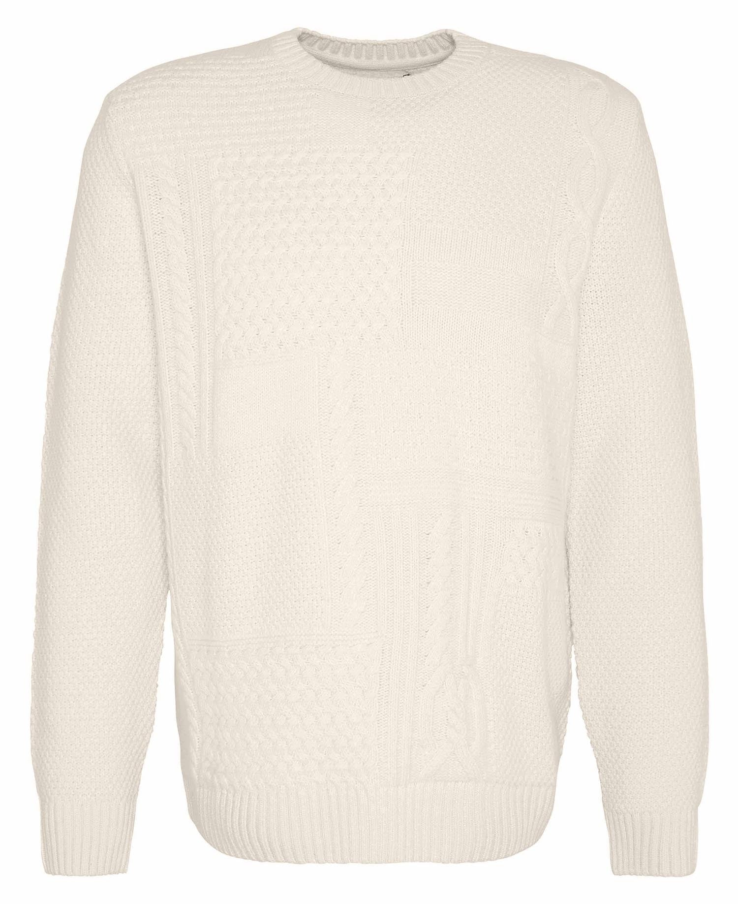 White Cable Crew Neck Sweater