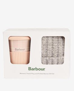 Barbour Travel Mug & Beanie Set Pink