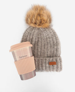 Barbour Travel Mug & Beanie Set Pink