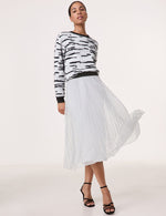 Load image into Gallery viewer, Taifun Pleated Glitter Midi Skirt Silver
