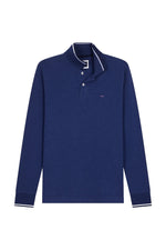 Load image into Gallery viewer, Eden Park Contrast Trimming Long Sleeve Polo Shirt Blue
