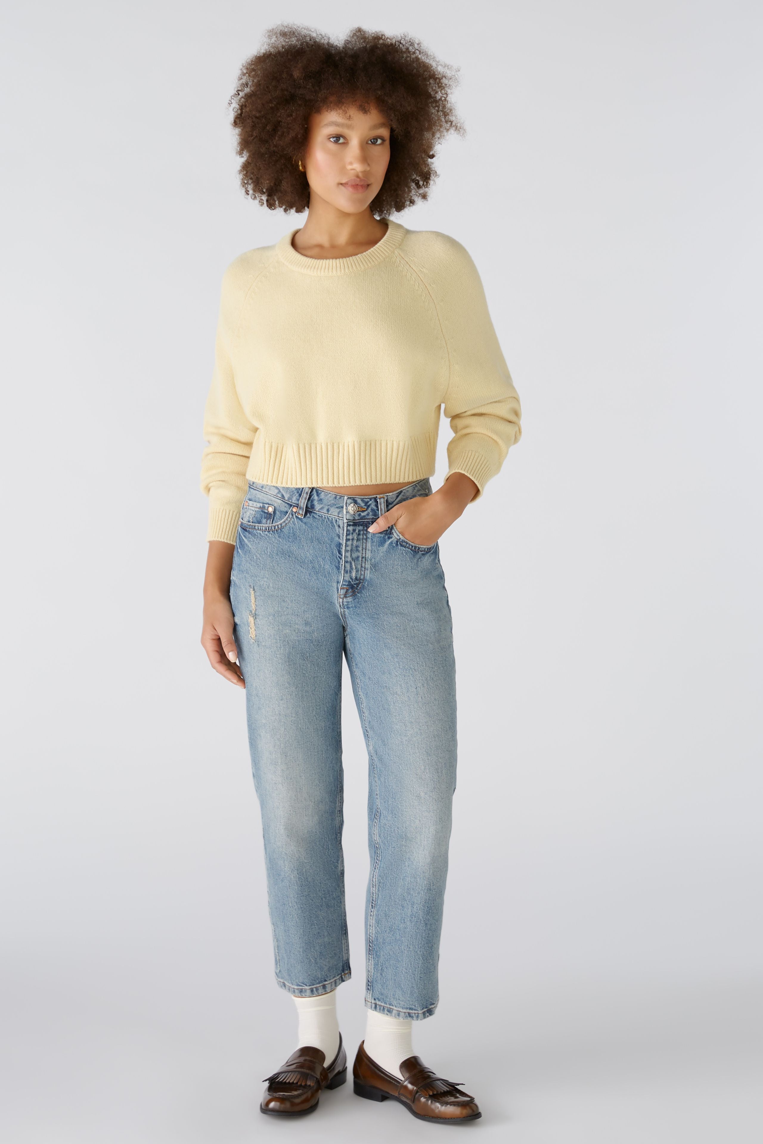 Oui Cropped Pullover -LEMON