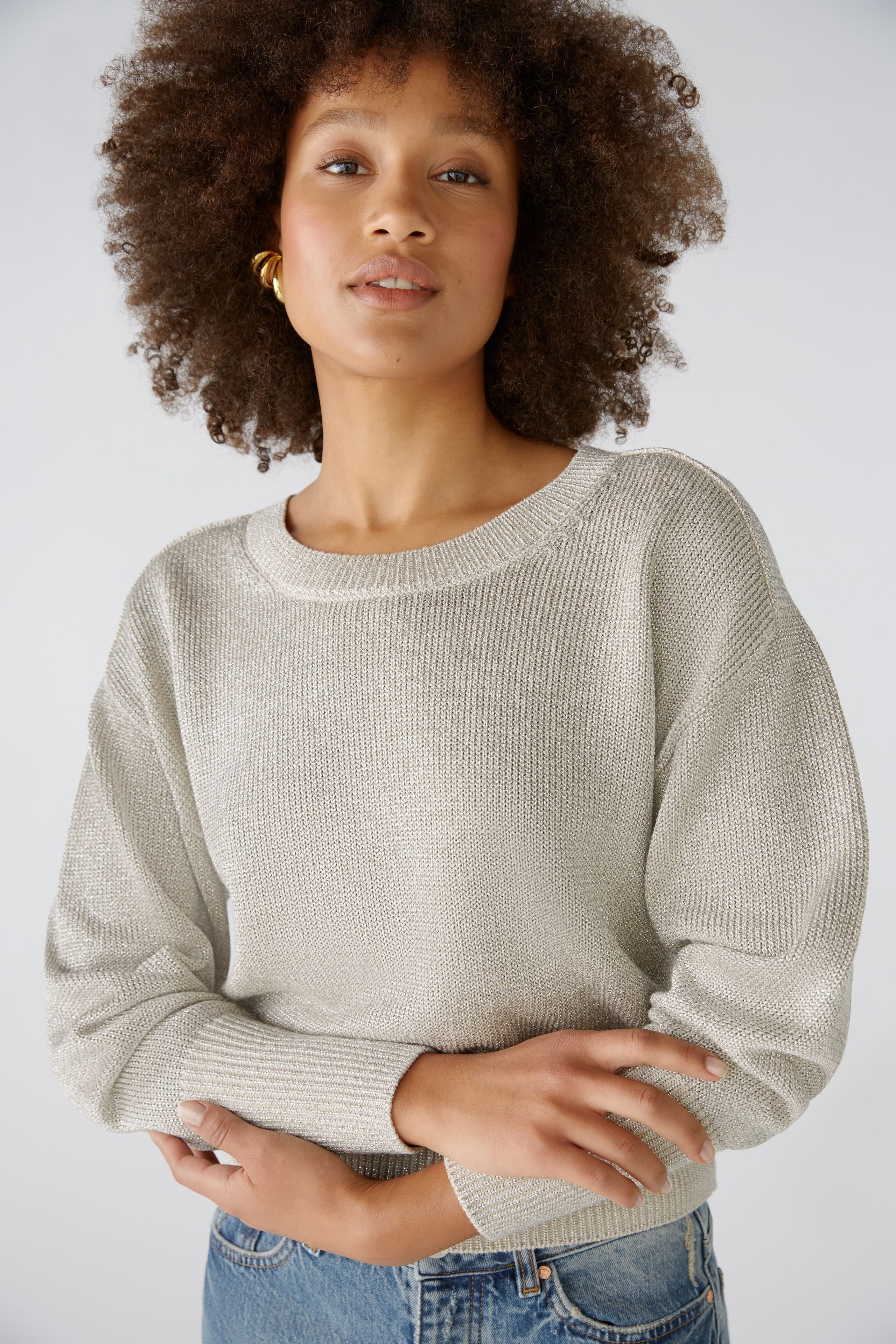 Oui Metallic Yarn Pullover -GOLD