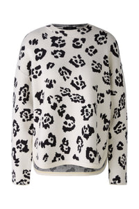 Oui Animal Print Jumper -BLACK