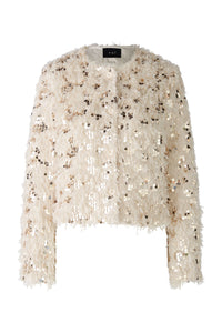 Oui Fluffy Sequin Jacket -CAMEL