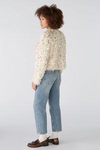 Oui Fluffy Sequin Jacket -CAMEL