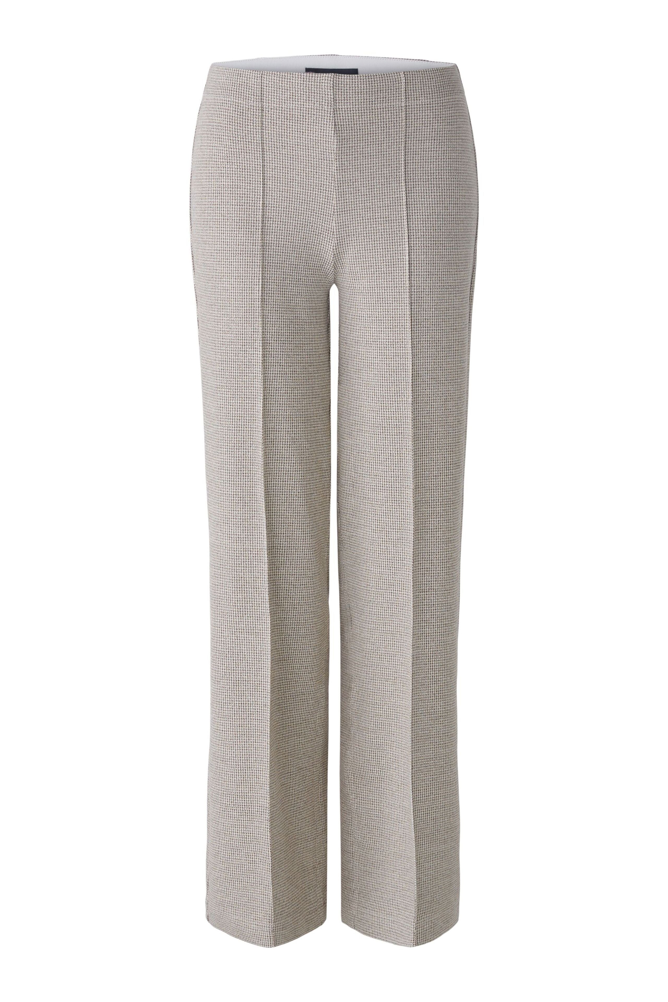 Oui Jersey Checked Trousers -BEIGE