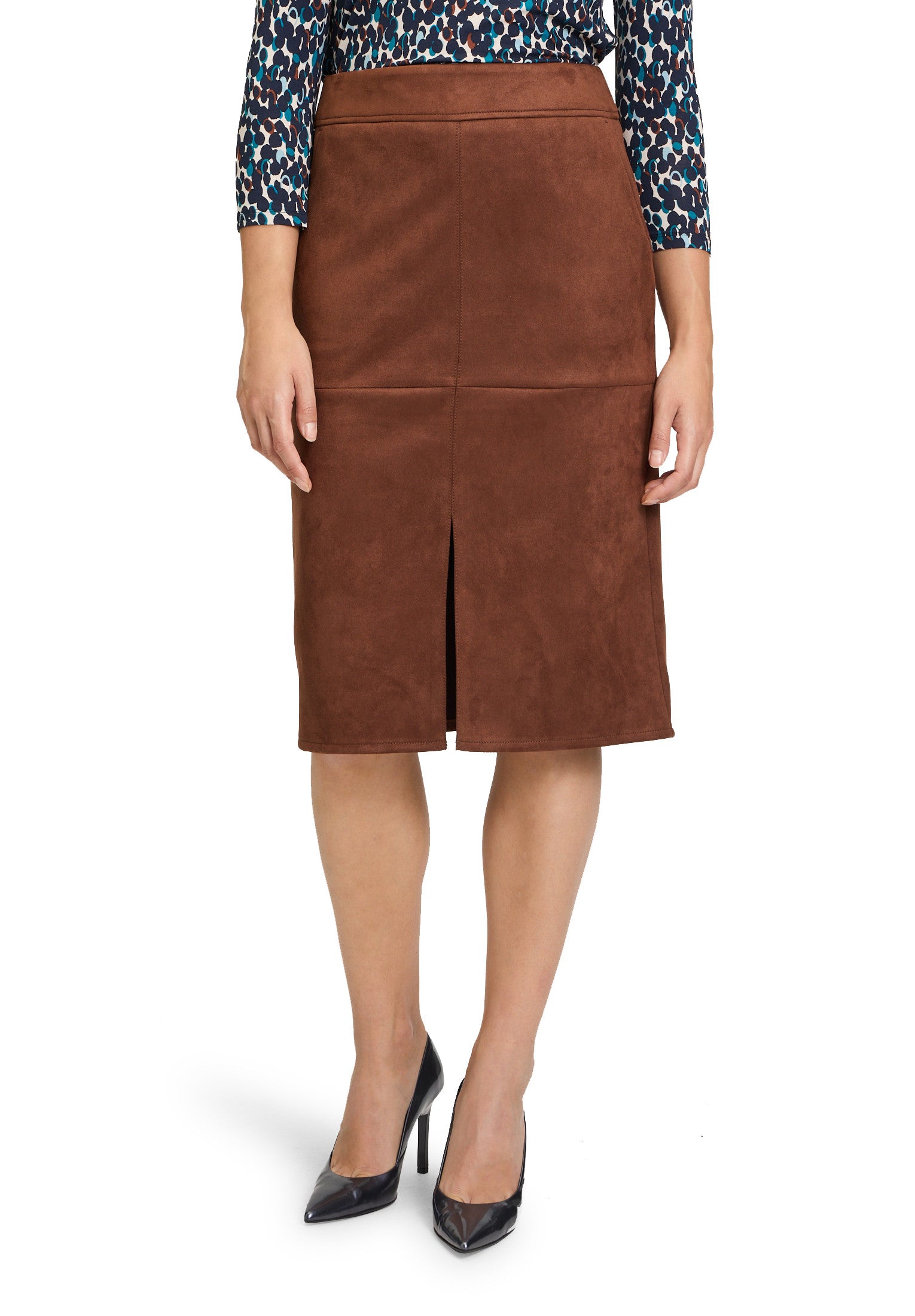 Betty Barclay Faux Suede Skirt -BRANDY