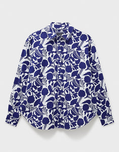 Crew Floral Linen Shirt -BLUE