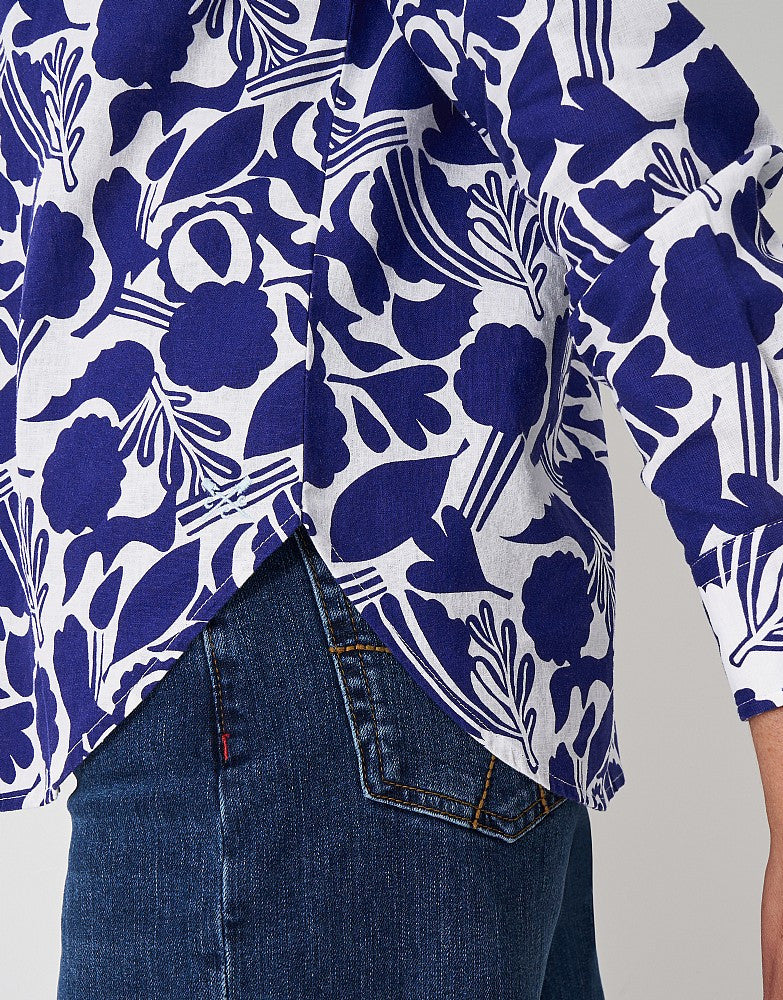 Crew Floral Linen Shirt -BLUE