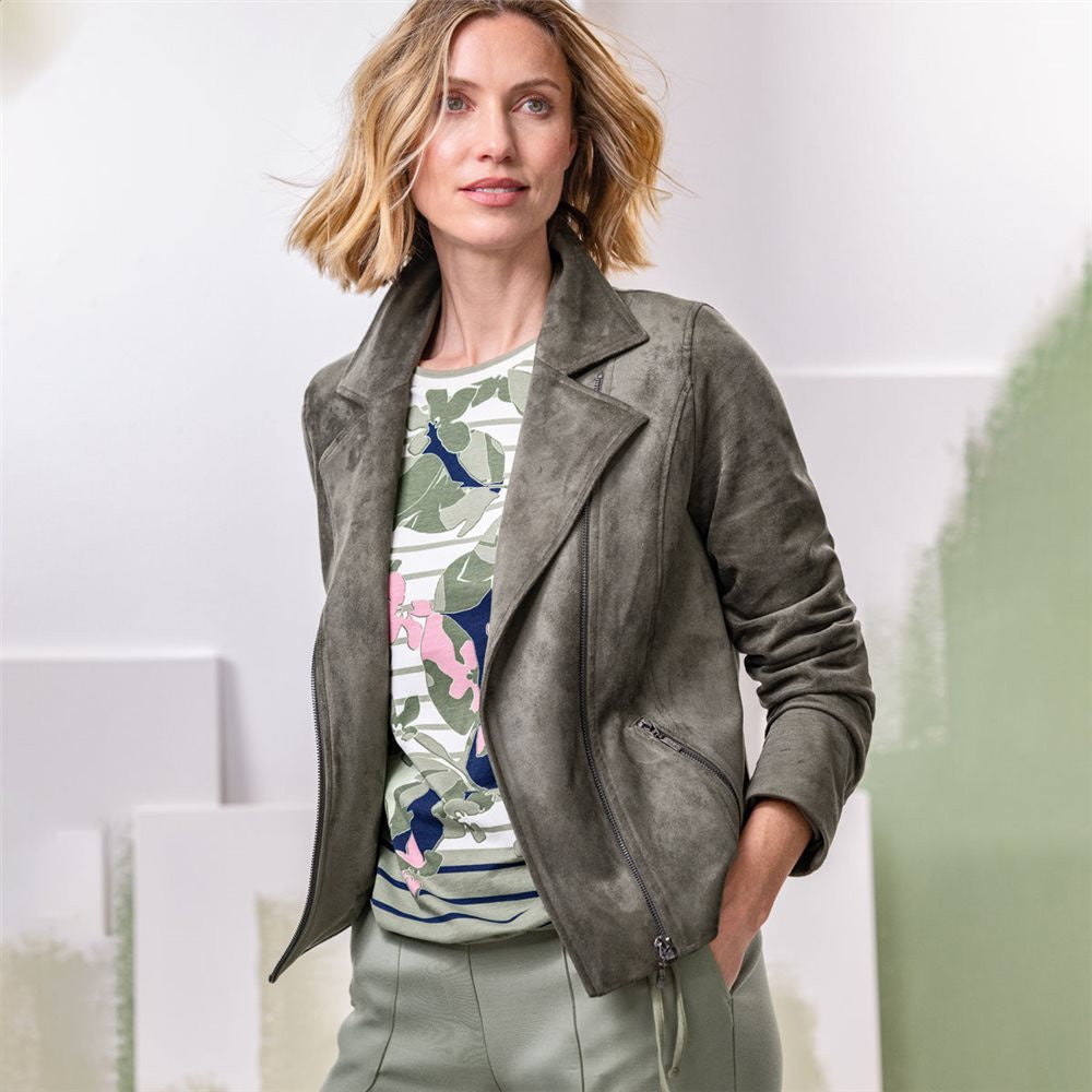 Olsen Biker Style Jacket -GREEN