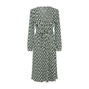 Olsen Printed Wrap Dress -GREEN