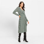 Load image into Gallery viewer, Olsen Printed Wrap Dress -GREEN
