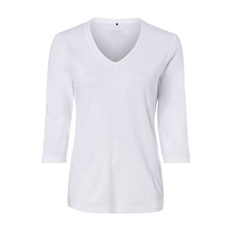 Olsen V-neck Top -WHITE