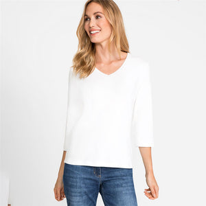 Olsen V-neck Top -WHITE