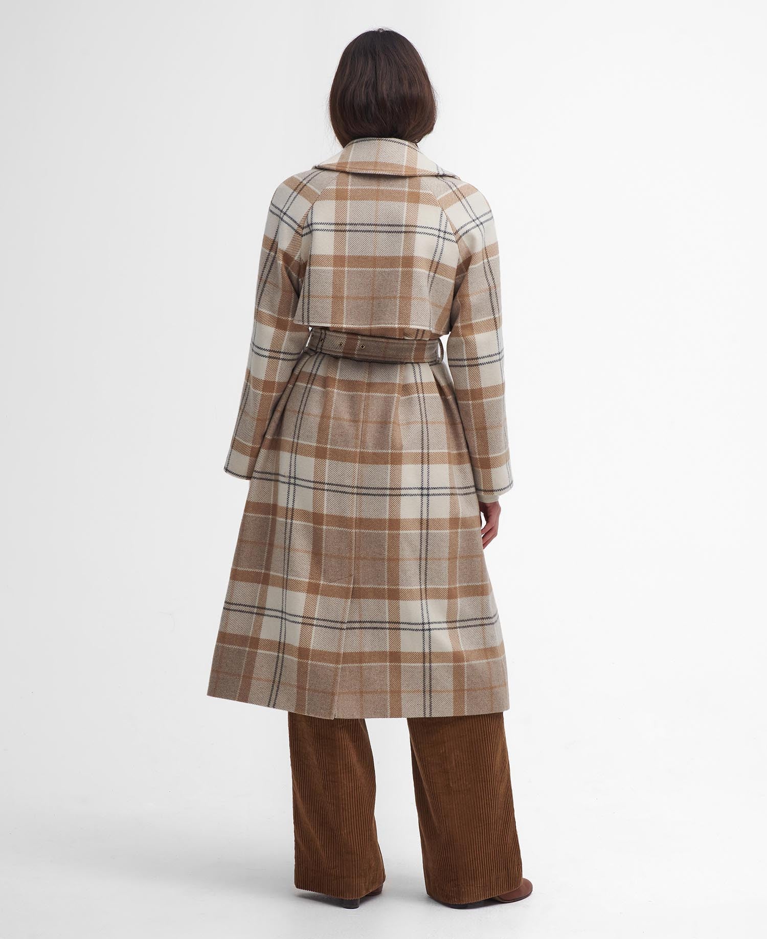 Barbour Claudette Tartan Wool Coat -OFF WHITE