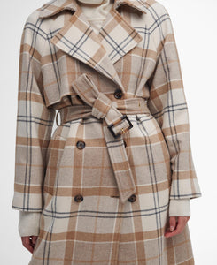 Barbour Claudette Tartan Wool Coat -OFF WHITE