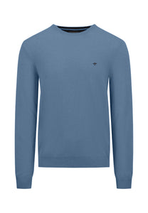 Fynch Hatton Cashmere and Wool Sweater Crew Neck Blue