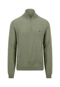 Fynch Hatton Merino Cashmere Half Zip Sweater Green