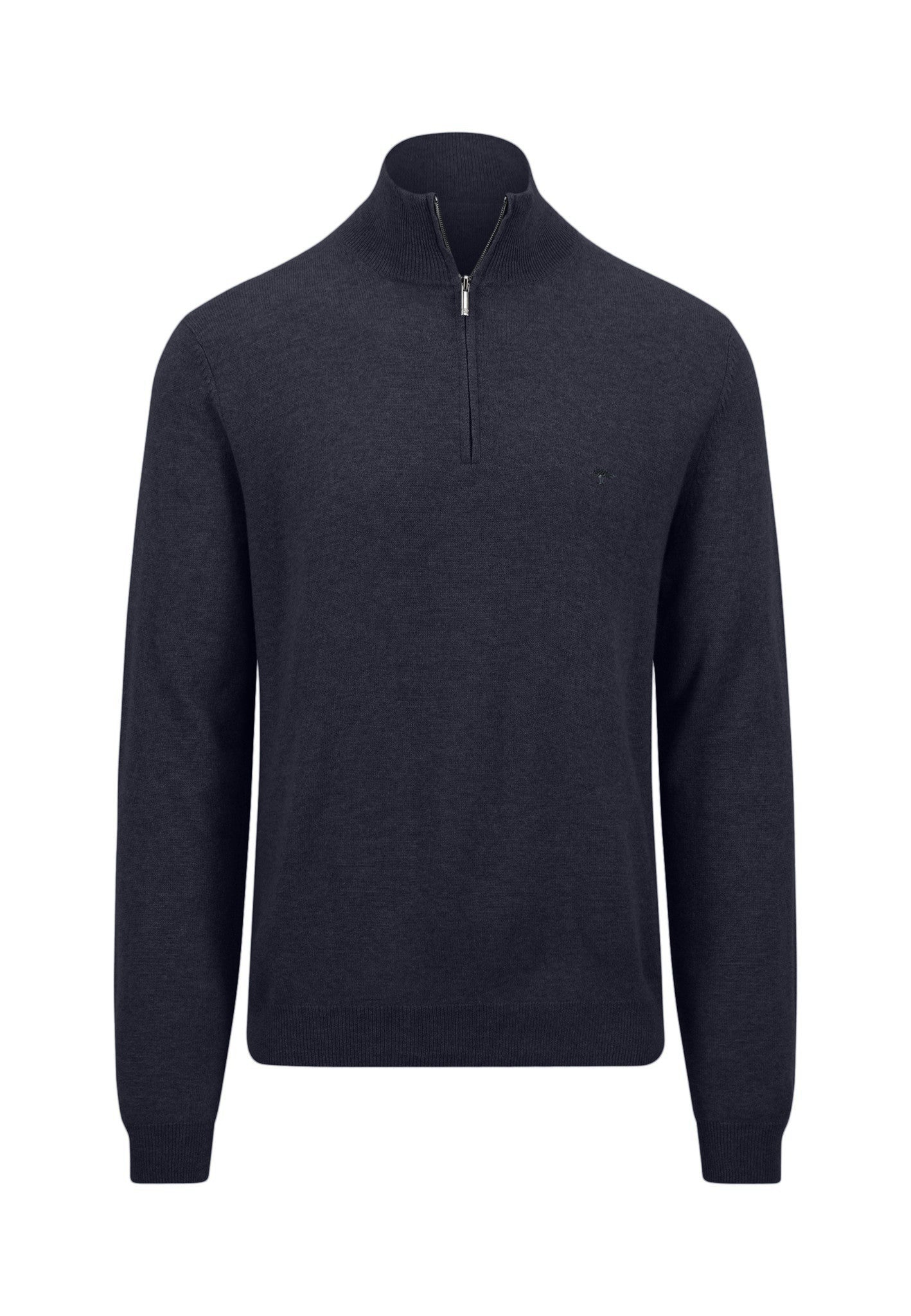 Fynch Hatton Merino Cashmere Half Zip Sweater Navy