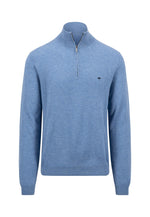 Load image into Gallery viewer, Fynch Hatton Merino Cashmere Half Zip Sweater Blue
