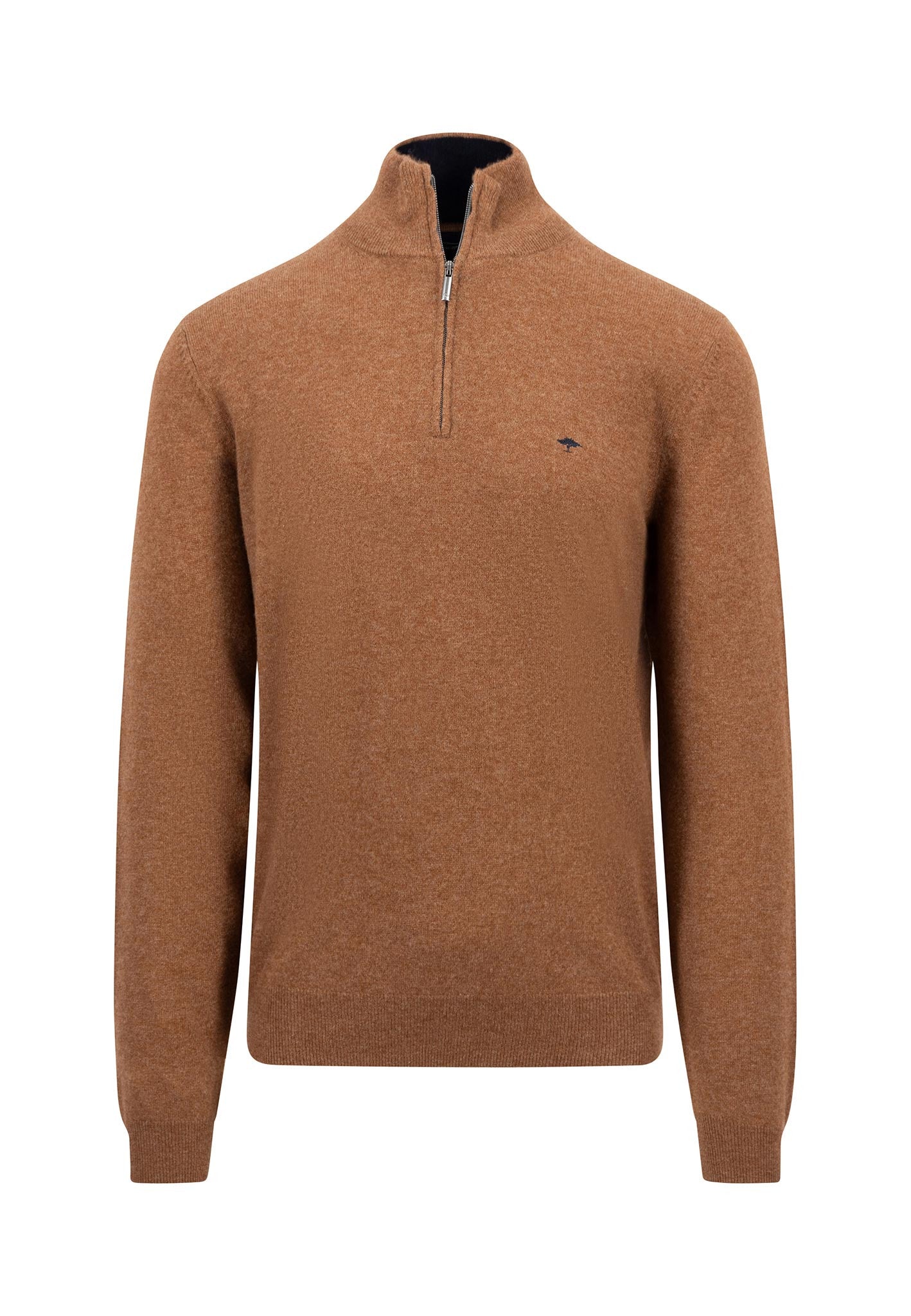 Fynch Hatton Merino Cashmere Half Zip Sweater Hazelnut