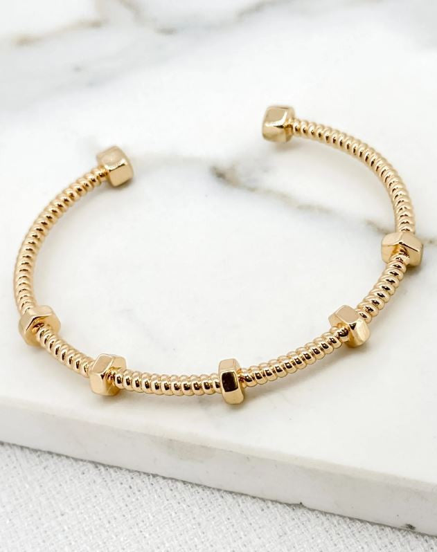 Envy Thin Textured Bangle Gold