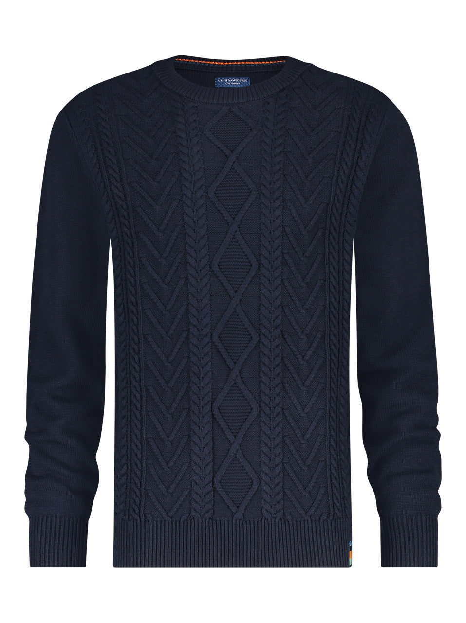 A Fish Named Fred Classic Cable Knit Sweater Navy