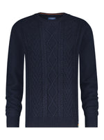 Load image into Gallery viewer, A Fish Named Fred Classic Cable Knit Sweater Navy
