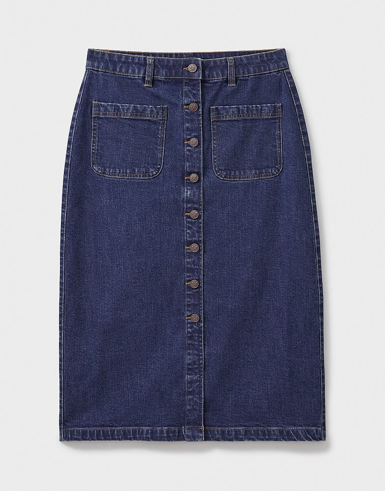 Crew Clothing Denim Midi Skirt -DENIM