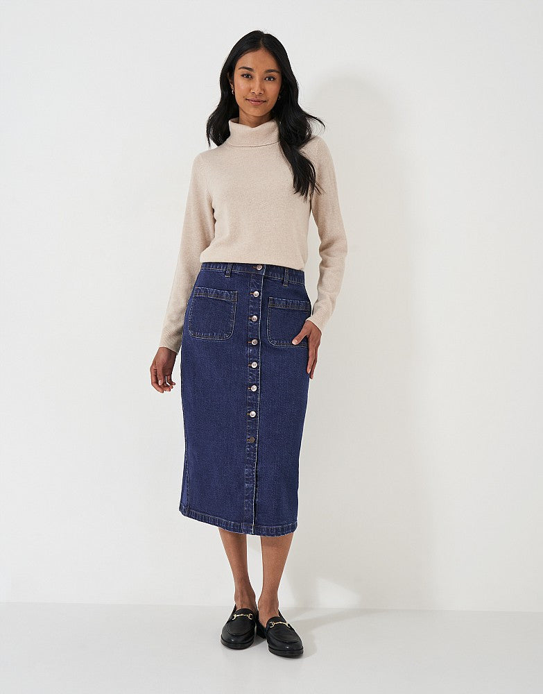 Crew Clothing Denim Midi Skirt -DENIM