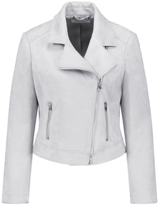 Gerry Weber Faux Suede Biker Blazer Silver