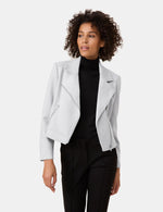 Load image into Gallery viewer, Gerry Weber Faux Suede Biker Blazer Silver
