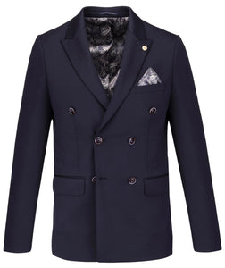 Guide London Double Breasted Twill Blazer Navy