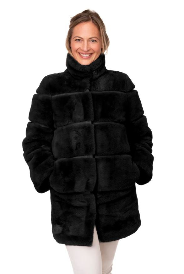 Franchetti Bond Faux Fur Coat Black