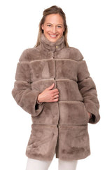 Load image into Gallery viewer, Franchetti Bond Faux Fur Coat Taupe
