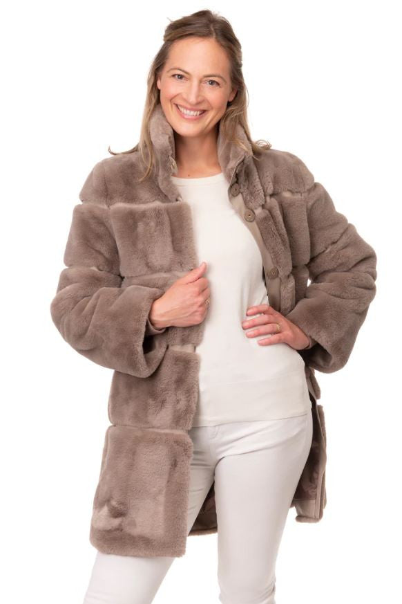 Franchetti Bond Faux Fur Coat Taupe