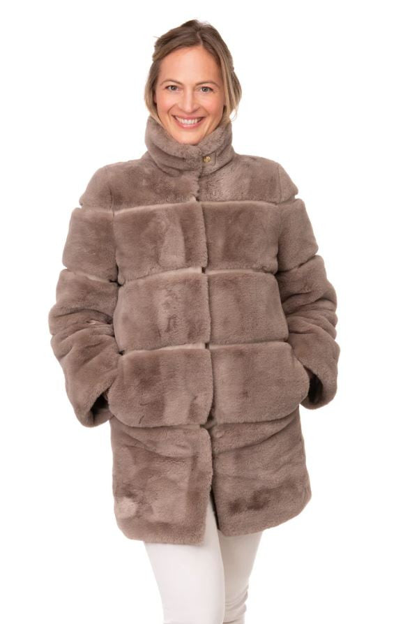 Franchetti Bond Faux Fur Coat Taupe