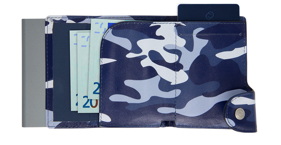 C-Secure Single Wallet Blue Camo Print