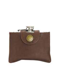 Brown Hinged Hip Flask