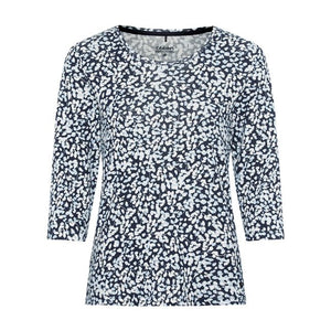 Olsen Floral Print Top Navy