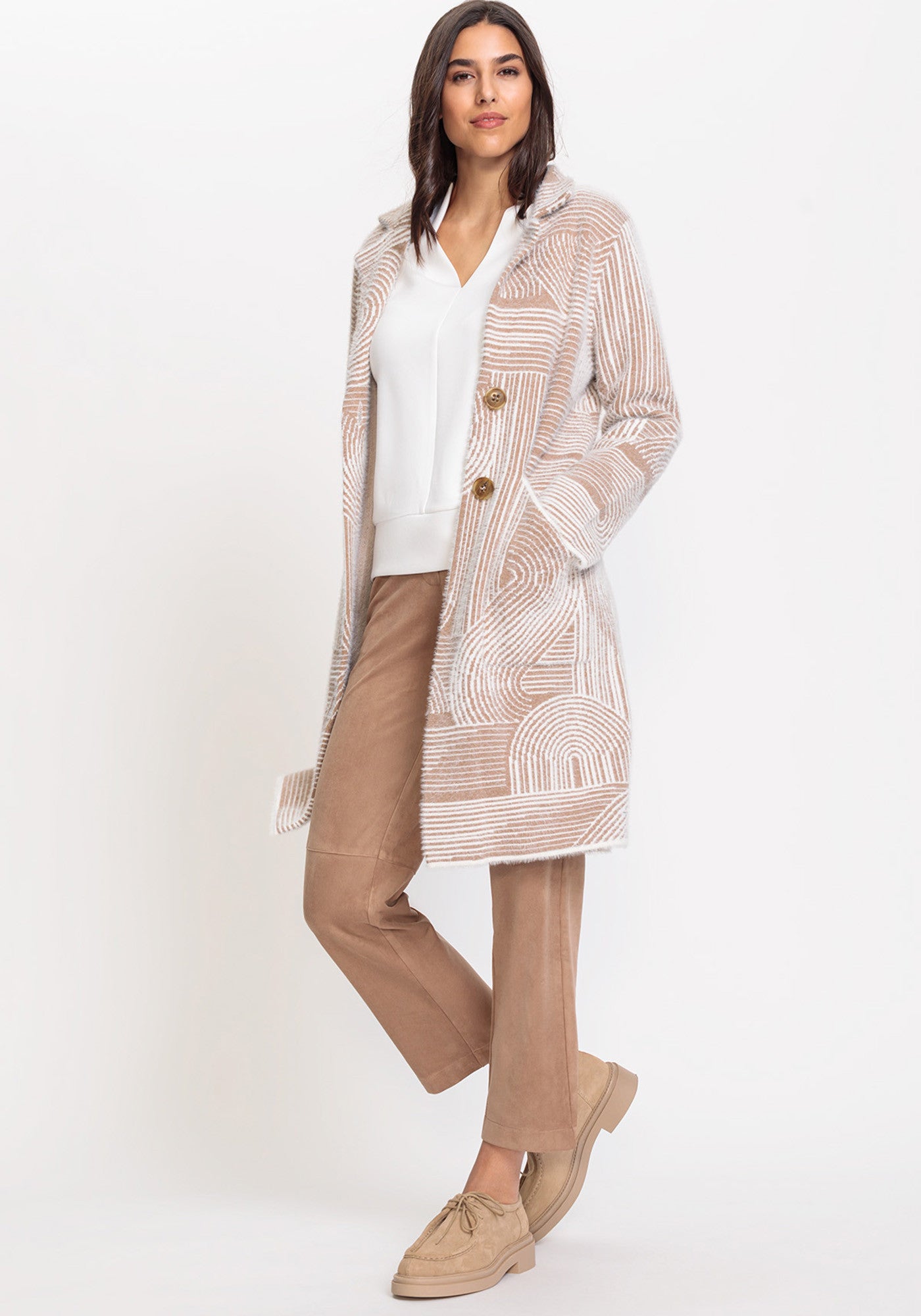 Olsen Long Soft Cardigan Beige