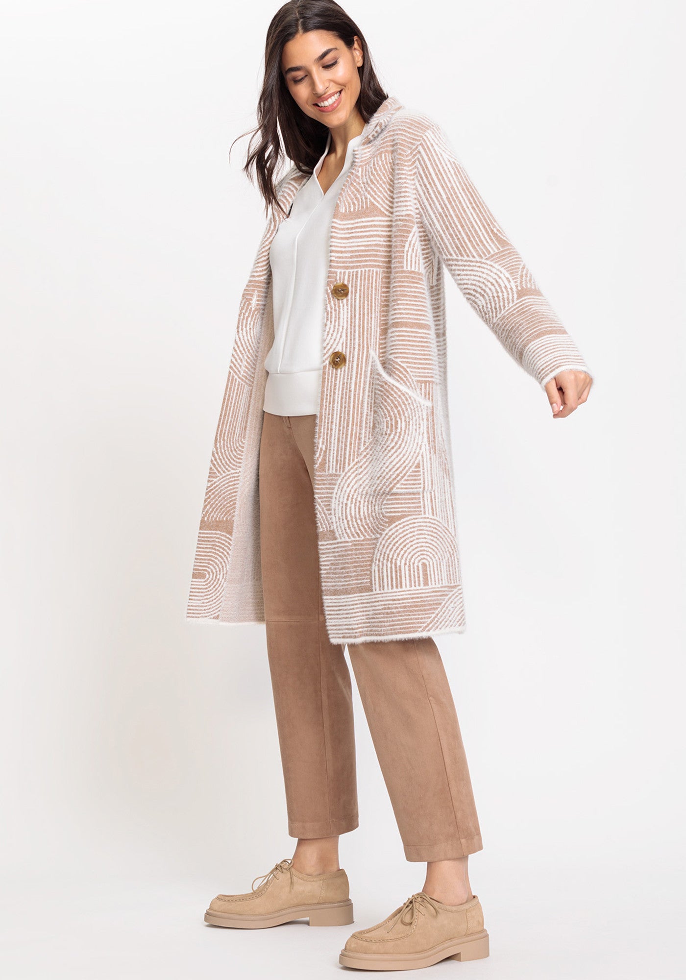 Olsen Long Soft Cardigan Beige