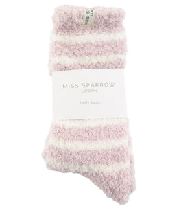 Miss Sparrow Fluffy Stripe Socks Pink