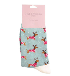 Miss Sparrow Christmas Sausage Dog Socks