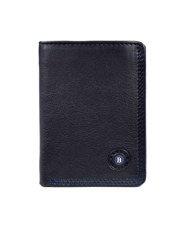 Miguel Bellido Leather Card Holder Wallet with ID Holder Black