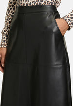 Load image into Gallery viewer, Betty Barclay Faux Leather Midi Skirt Black
